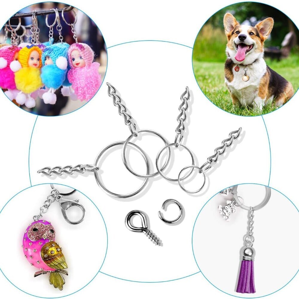 Key Chain Rings, 360Pcs Key Rings Bulk with Jump Rings and Screw Eye Pins - Picture 6 of 7